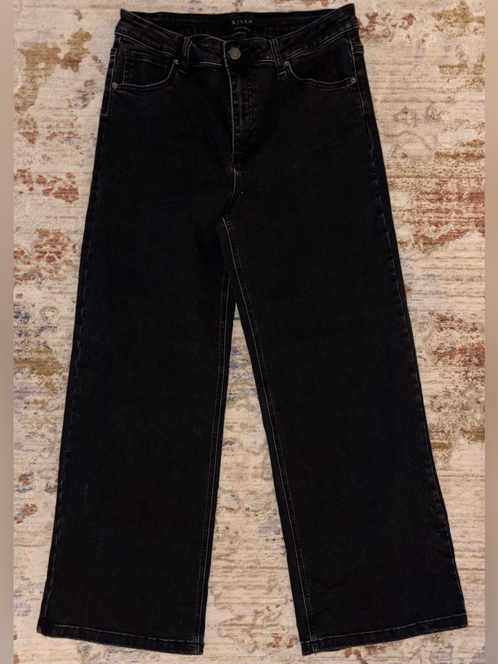 Risen Plus Size Black Wide Leg Jeans